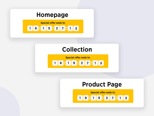 Sales notifications for collection, homepage or product countdown timers