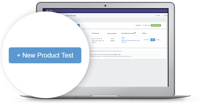 Creating a product test in the A/B Test Shopify App