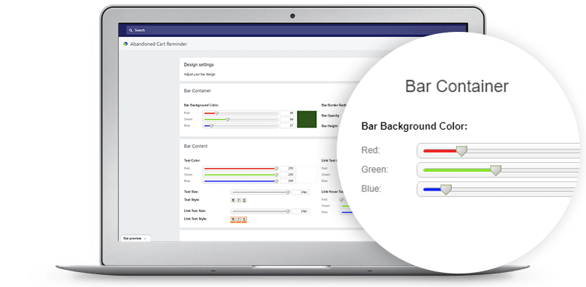 Abandoned Cart Reminder design settings