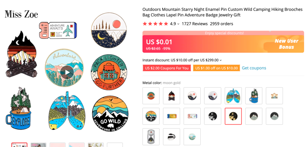 enamel pins with mountains