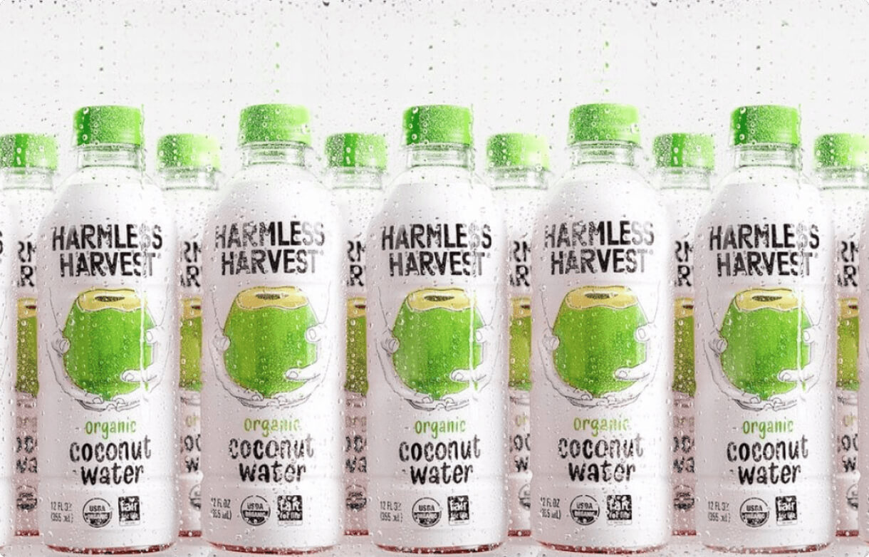 Every Harmless Harvest bottle is filled with fresh and crisp organic coconut water.