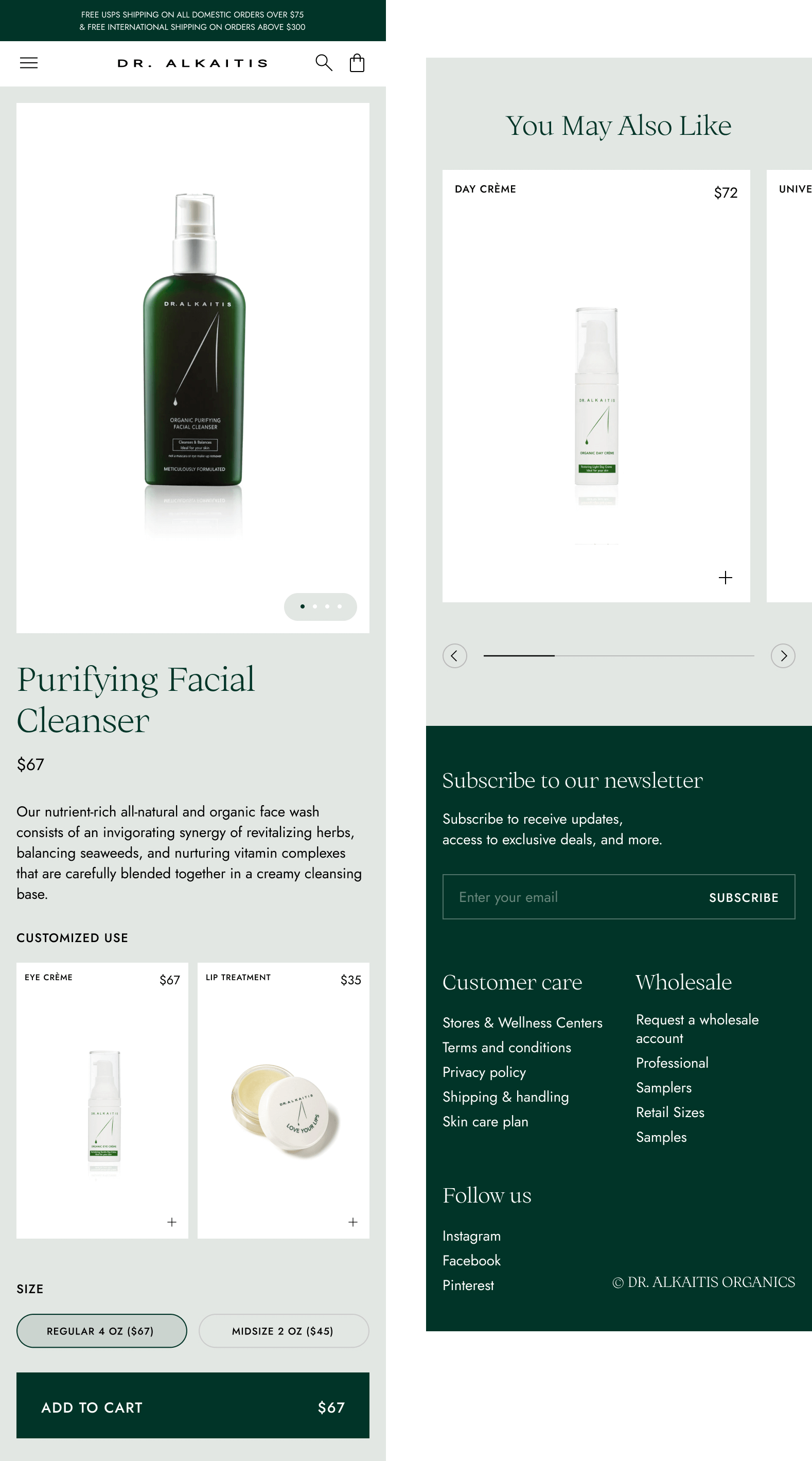 Mobile version of layouts: menu, product page.