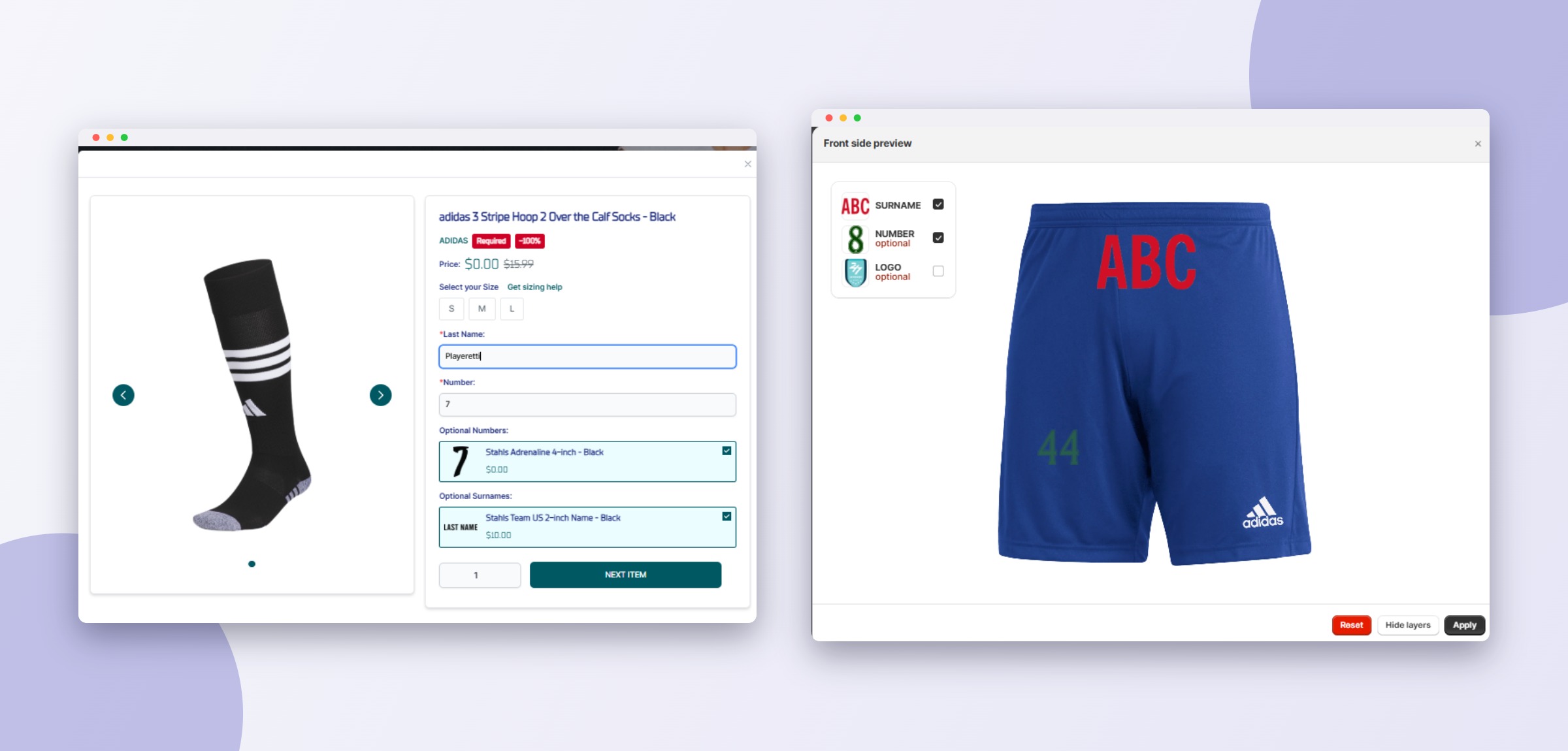 Soccer Post personalization and embellishment preview
