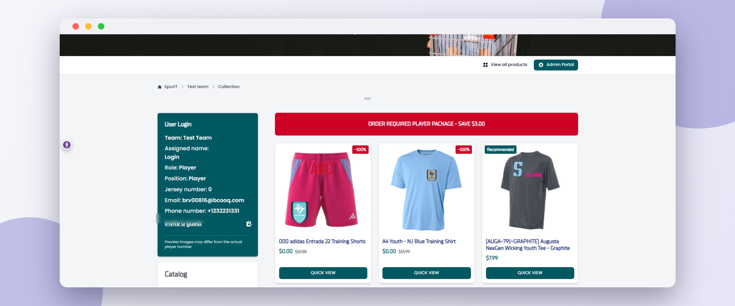 Soccer Post player store with assigned kit